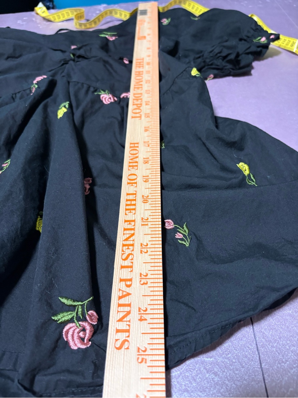 Women’s Black Floral Tie-Front Top - Pink & Yellow Rose Slenderizing!Embroidery! - Picture 12 of 14